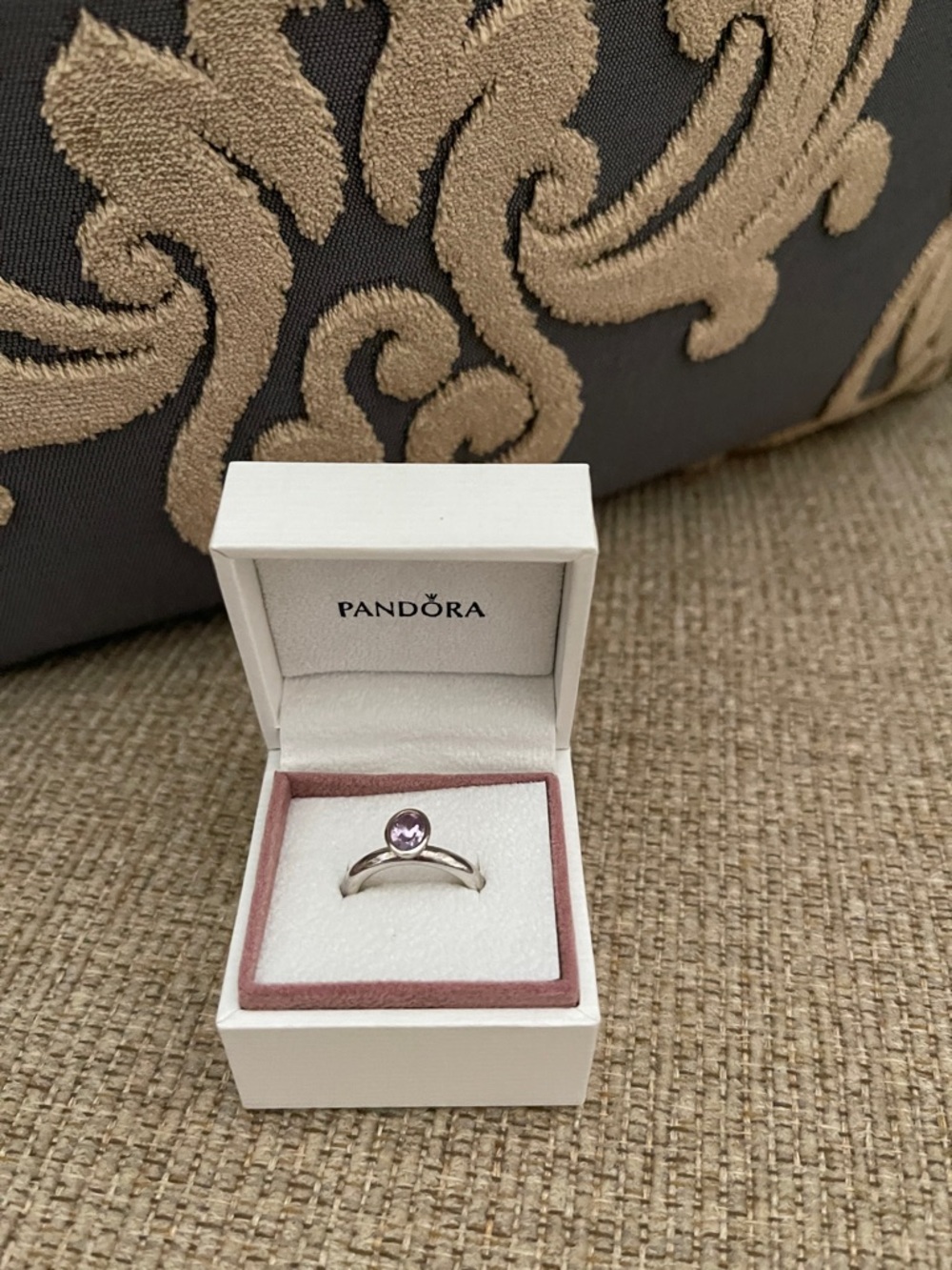 Pandora Silver Ring with Light Purple Stone